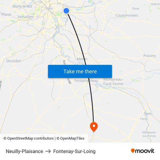 Neuilly-Plaisance to Fontenay-Sur-Loing map