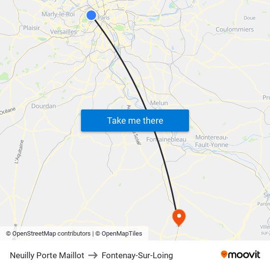 Neuilly Porte Maillot to Fontenay-Sur-Loing map