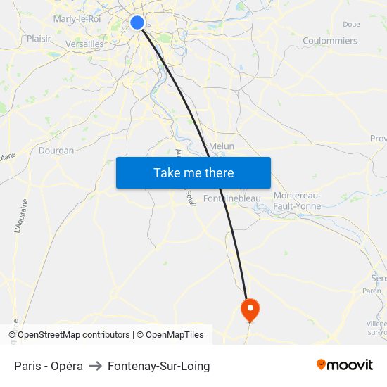 Paris - Opéra to Fontenay-Sur-Loing map