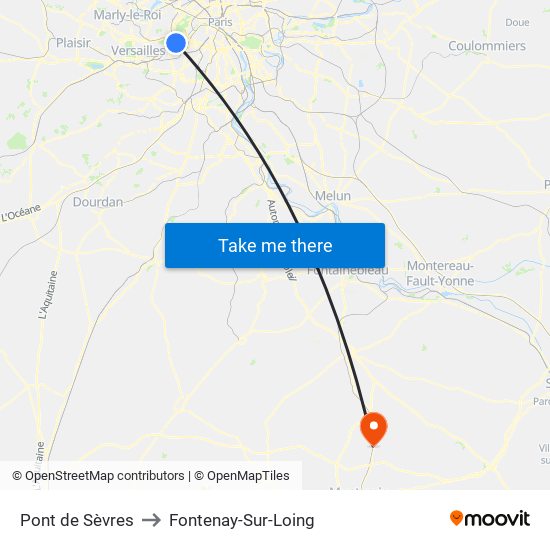 Pont de Sèvres to Fontenay-Sur-Loing map