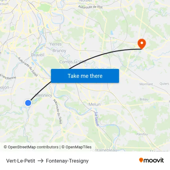 Vert-Le-Petit to Fontenay-Tresigny map