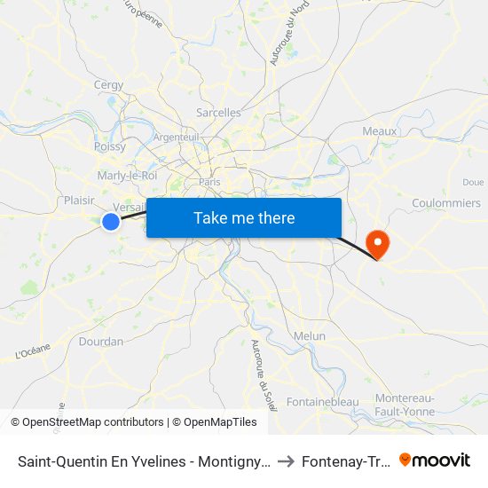 Saint-Quentin En Yvelines - Montigny-Le-Bretonneux to Fontenay-Tresigny map