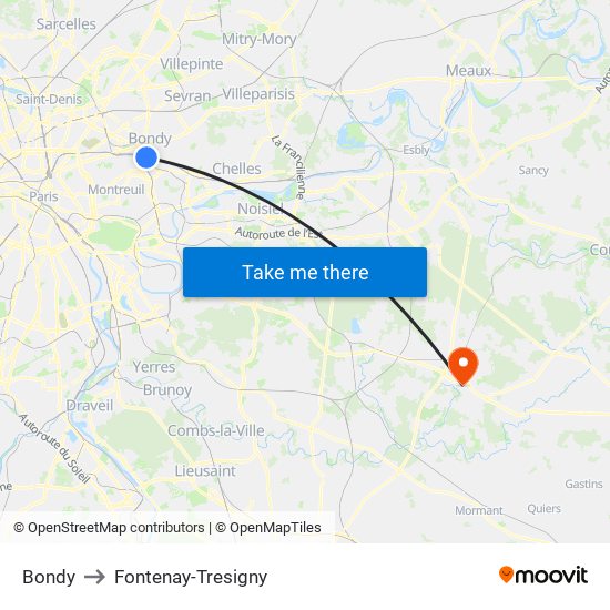 Bondy to Fontenay-Tresigny map