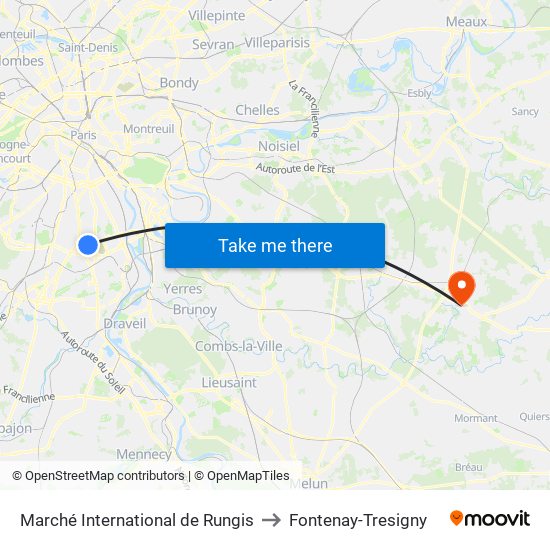 Marché International de Rungis to Fontenay-Tresigny map