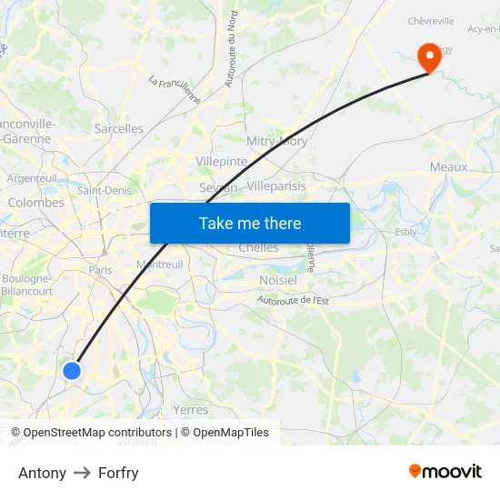 Antony to Forfry map