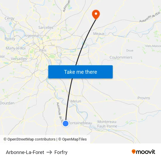 Arbonne-La-Foret to Forfry map