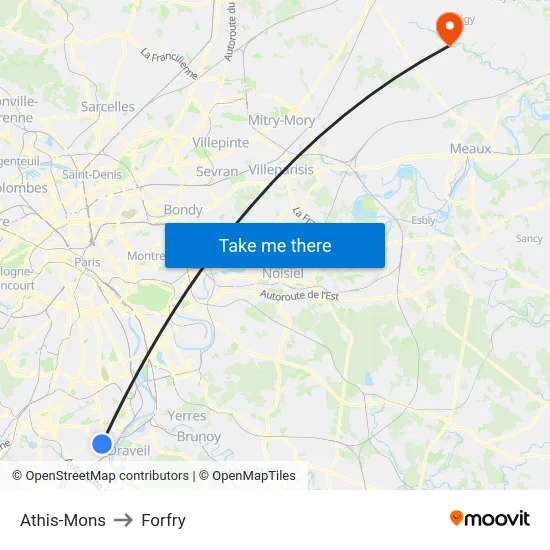 Athis-Mons to Forfry map