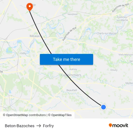 Beton-Bazoches to Forfry map