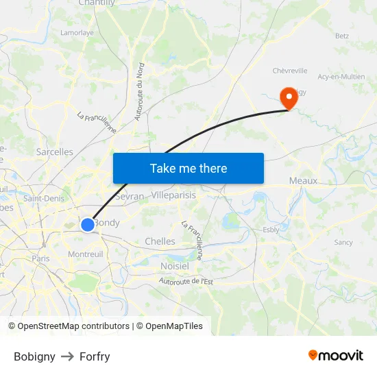 Bobigny to Forfry map