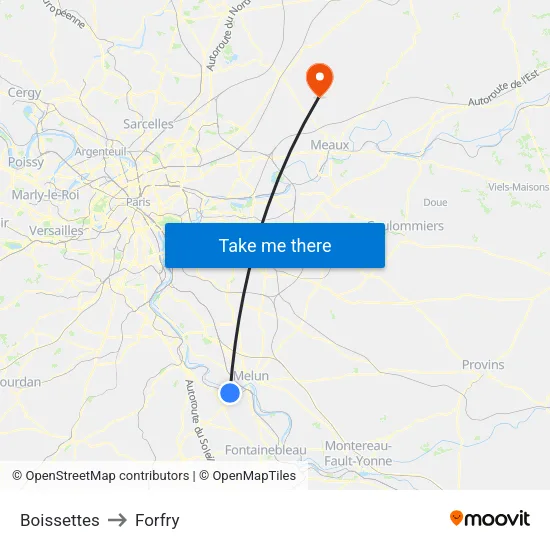 Boissettes to Forfry map