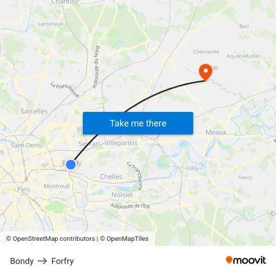 Bondy to Forfry map