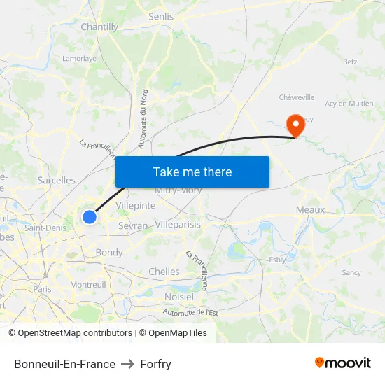 Bonneuil-En-France to Forfry map