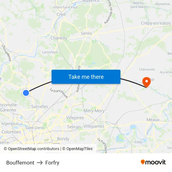Bouffemont to Forfry map