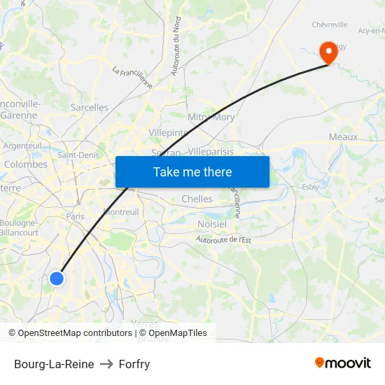 Bourg-La-Reine to Forfry map