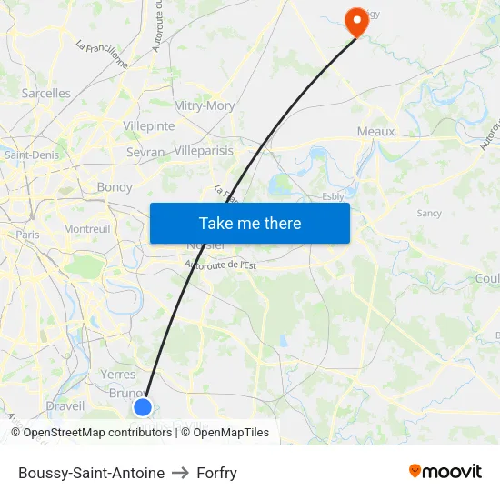 Boussy-Saint-Antoine to Forfry map