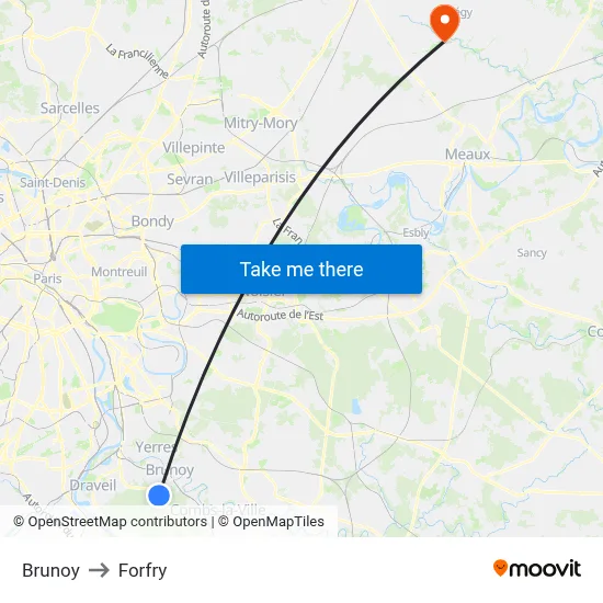 Brunoy to Forfry map