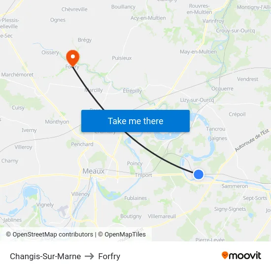 Changis-Sur-Marne to Forfry map