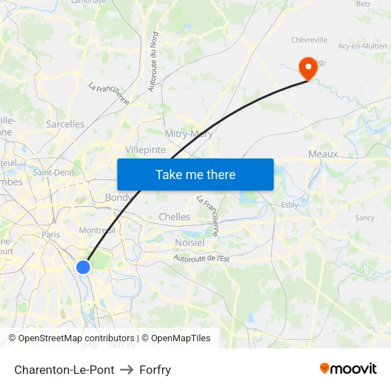 Charenton-Le-Pont to Forfry map