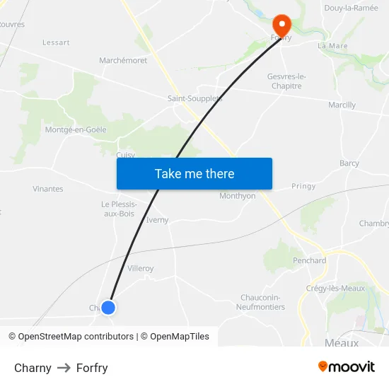 Charny to Forfry map