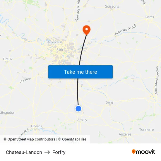 Chateau-Landon to Forfry map