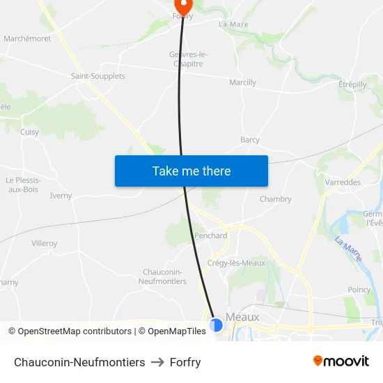 Chauconin-Neufmontiers to Forfry map