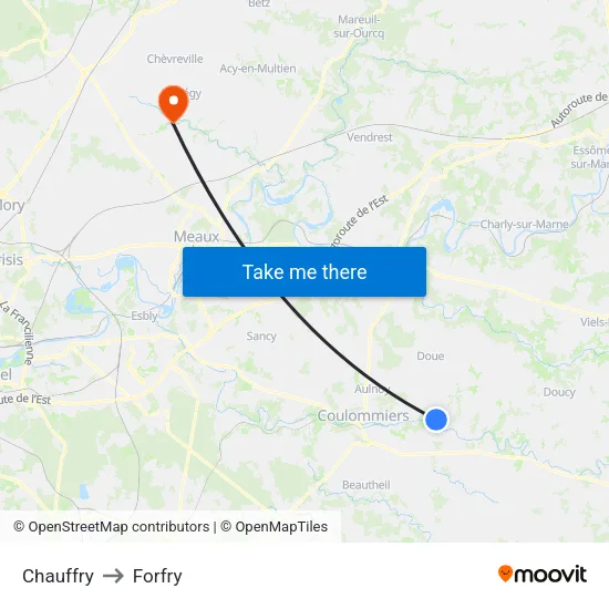 Chauffry to Forfry map