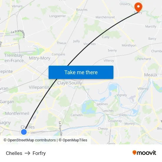 Chelles to Forfry map