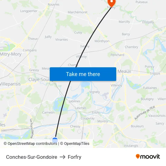 Conches-Sur-Gondoire to Forfry map