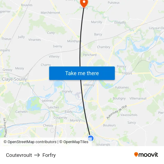 Coutevroult to Forfry map