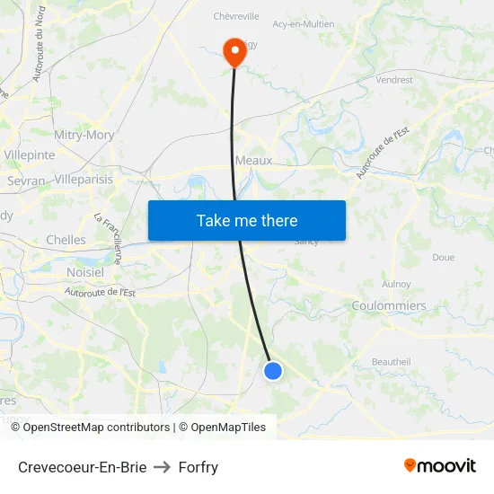 Crevecoeur-En-Brie to Forfry map