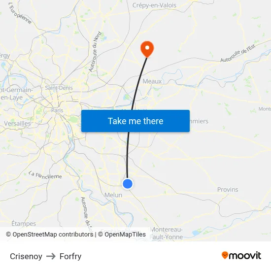 Crisenoy to Forfry map