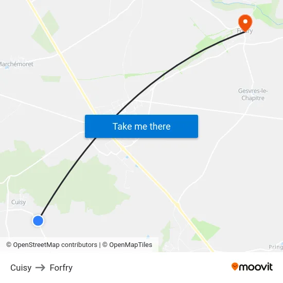 Cuisy to Forfry map