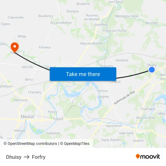 Dhuisy to Forfry map