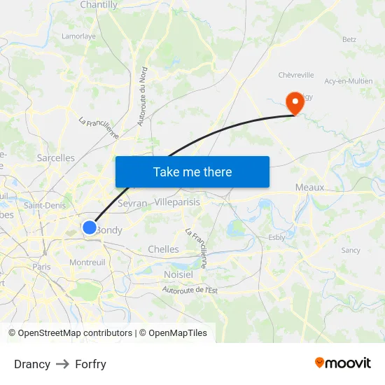 Drancy to Forfry map