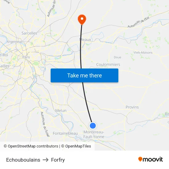 Echouboulains to Forfry map