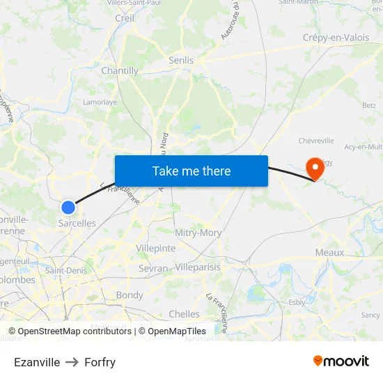 Ezanville to Forfry map