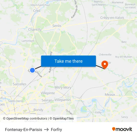 Fontenay-En-Parisis to Forfry map
