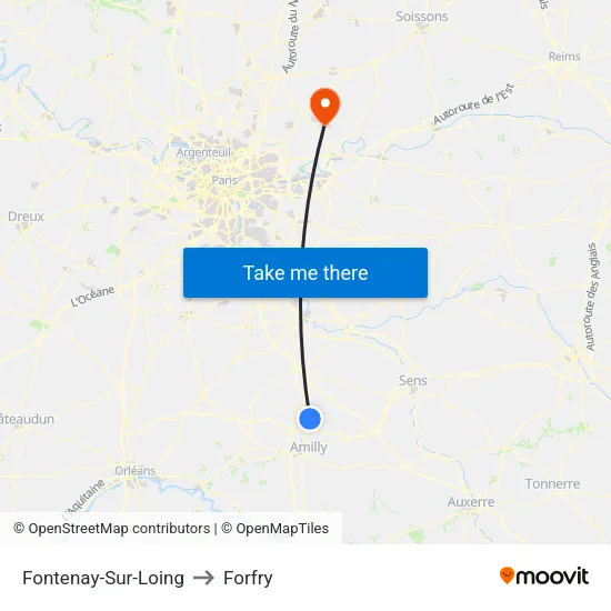 Fontenay-Sur-Loing to Forfry map