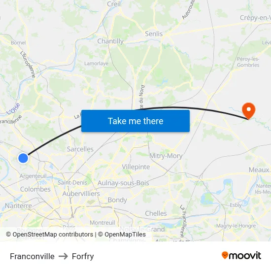 Franconville to Forfry map