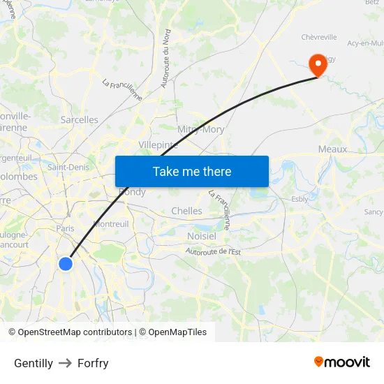 Gentilly to Forfry map