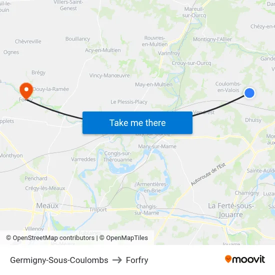 Germigny-Sous-Coulombs to Forfry map