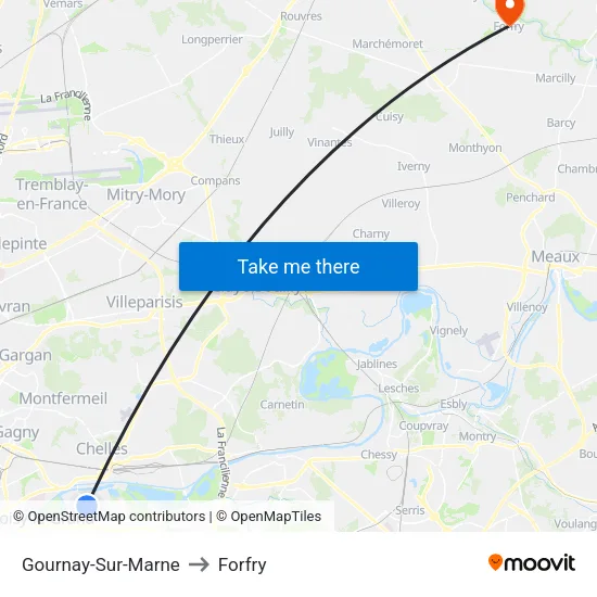 Gournay-Sur-Marne to Forfry map