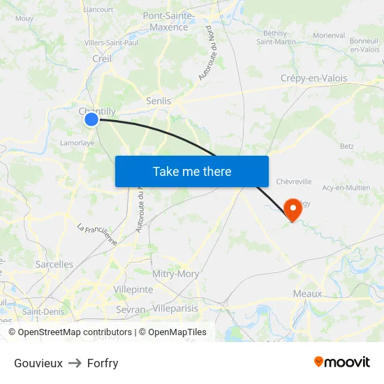 Gouvieux to Forfry map