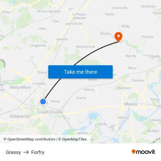 Gressy to Forfry map