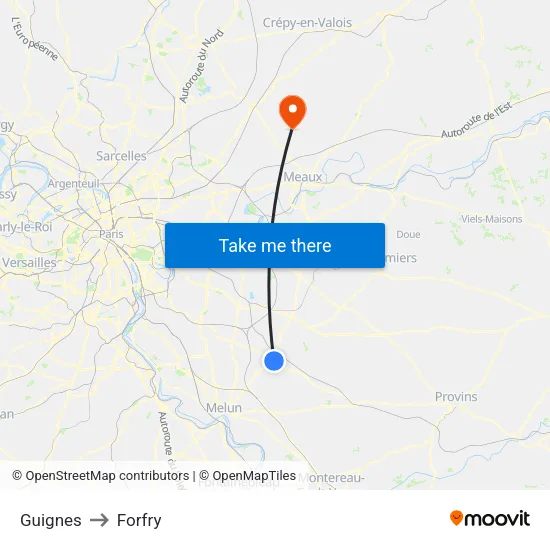 Guignes to Forfry map