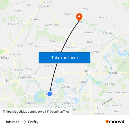 Jablines to Forfry map