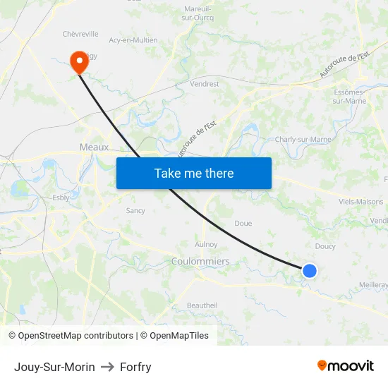 Jouy-Sur-Morin to Forfry map