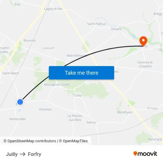 Juilly to Forfry map