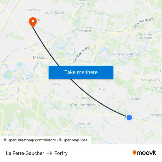 La Ferte-Gaucher to Forfry map