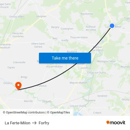 La Ferte-Milon to Forfry map